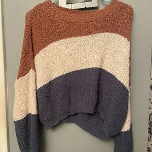 Brown, cream, and blue cute comfy sweater.